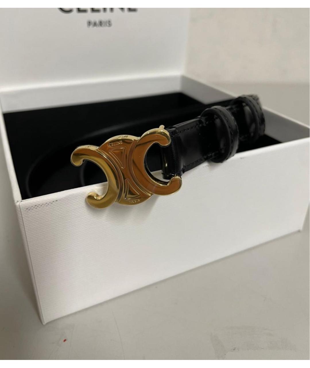 CELINE Черный кожаный ремень, фото 3