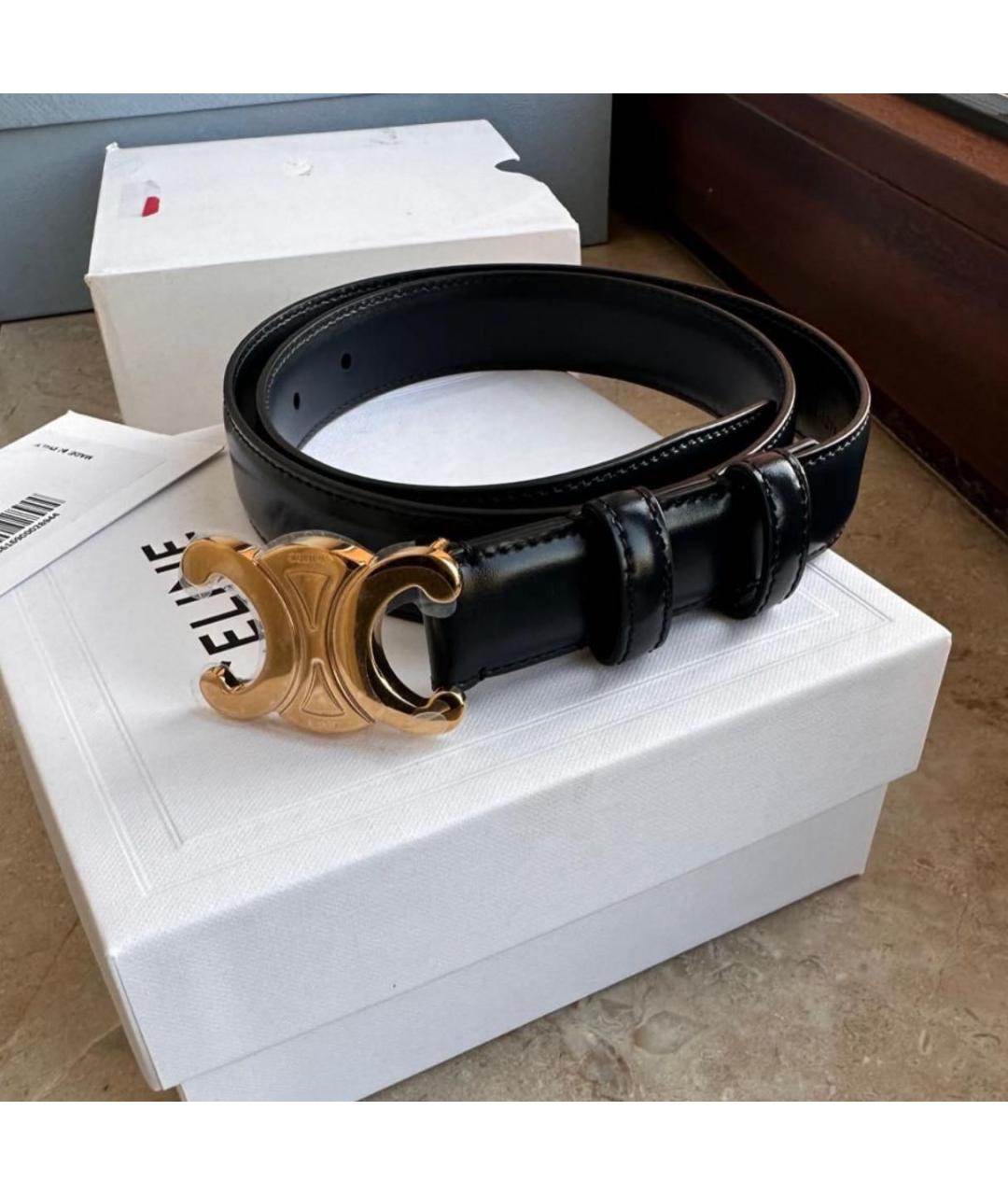 CELINE Черный кожаный ремень, фото 4