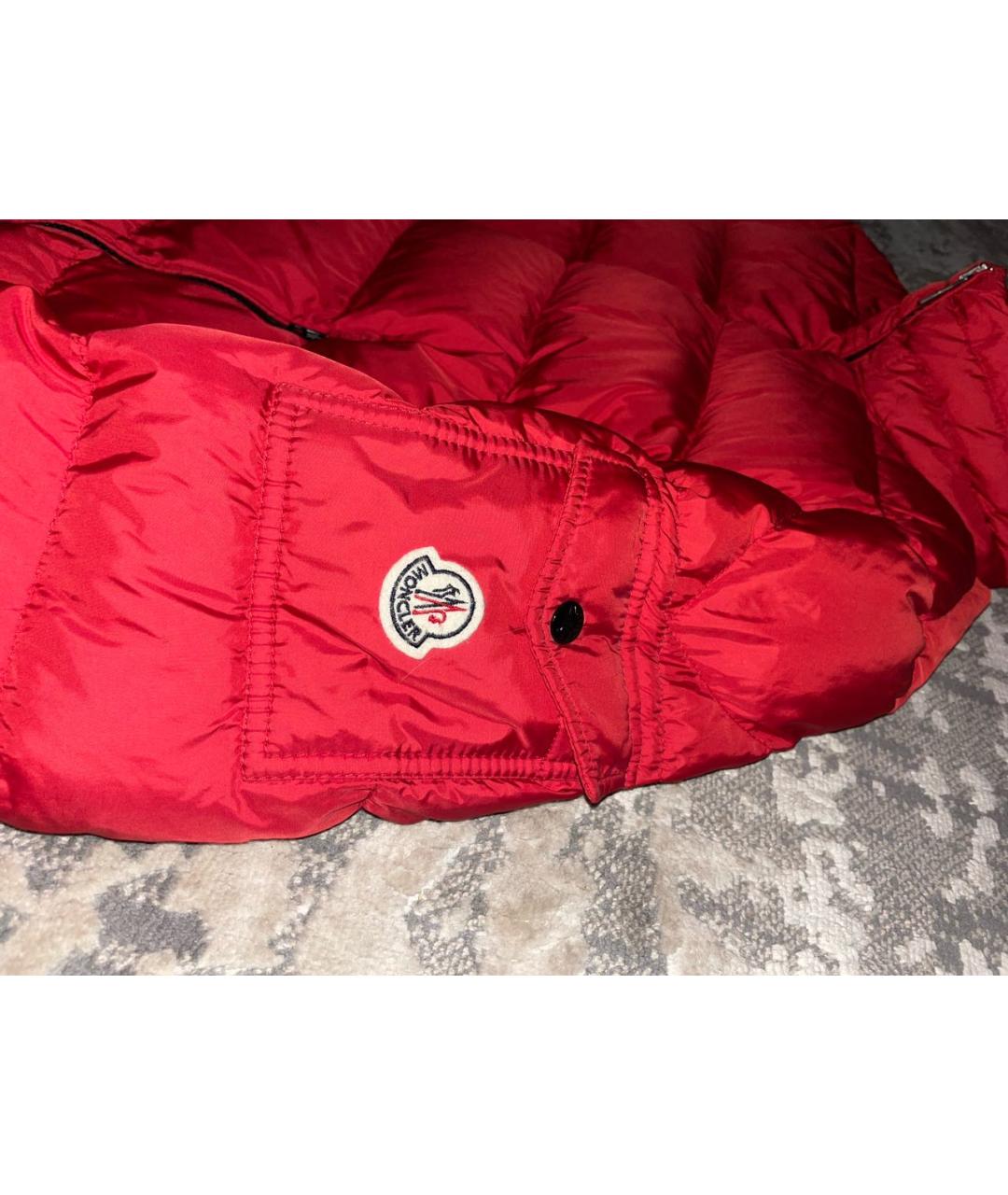 MONCLER Красный полиамидовый пуховик, фото 3