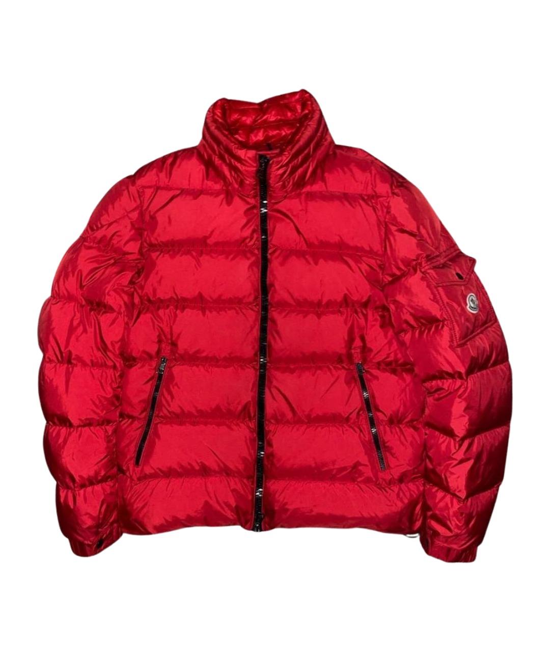 MONCLER Красный полиамидовый пуховик, фото 1