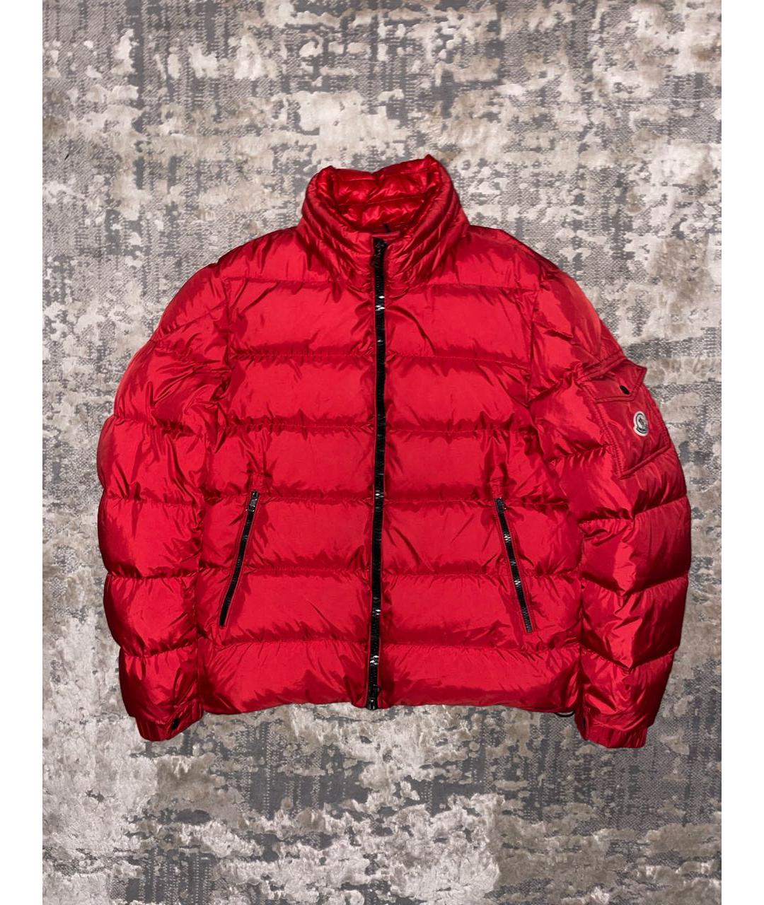 MONCLER Красный полиамидовый пуховик, фото 7