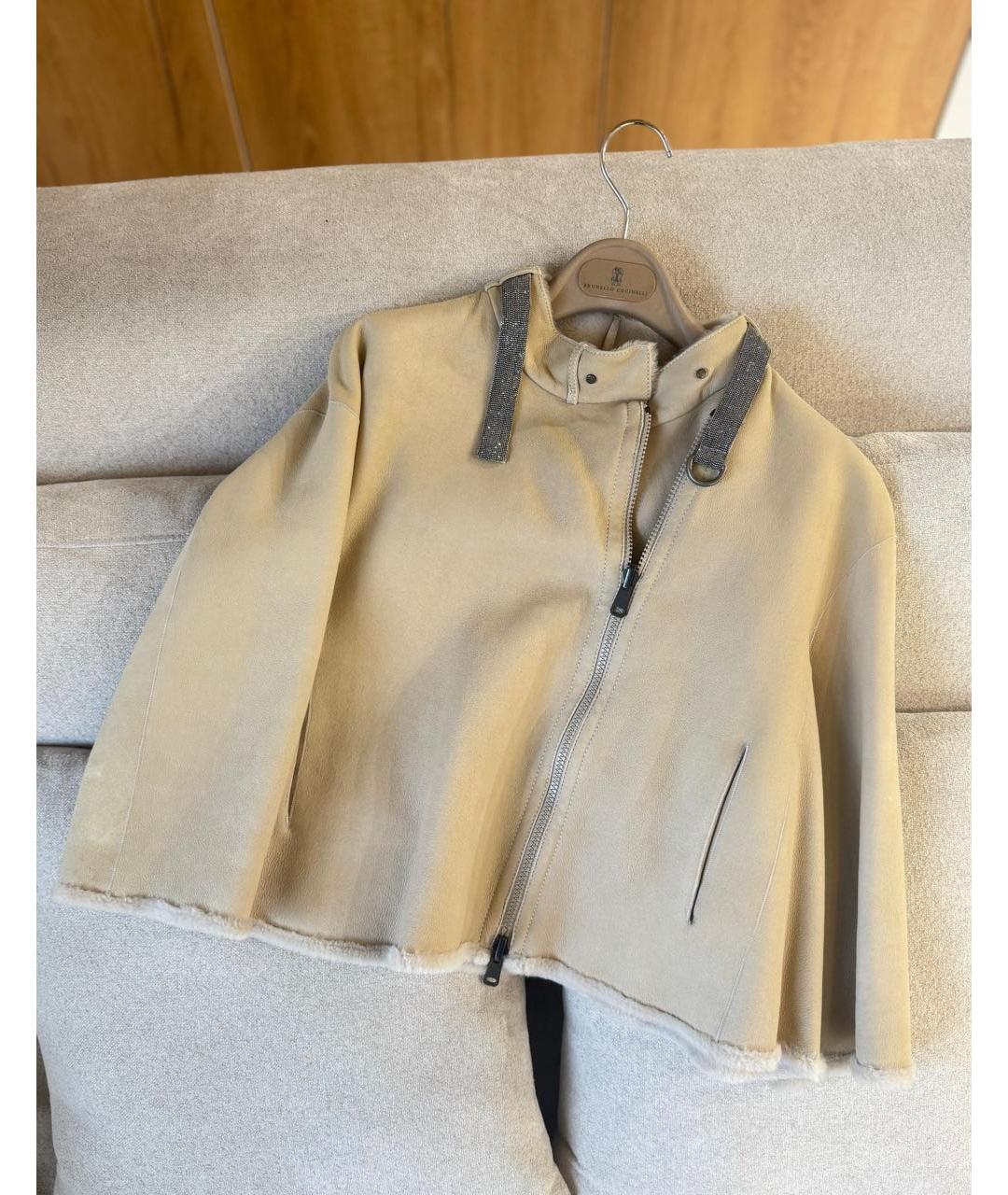 BRUNELLO CUCINELLI Бежевая кашемировая дубленка, фото 2