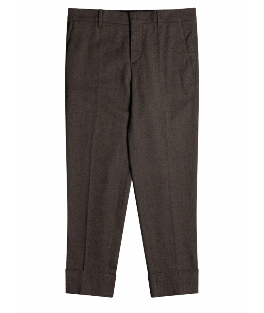 MIU MIU Коричневые шерстяные брюки узкие, фото 1