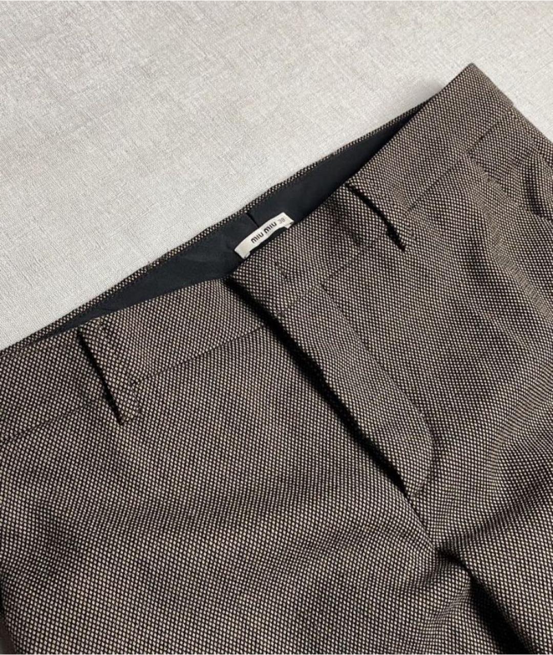 MIU MIU Коричневые шерстяные брюки узкие, фото 2