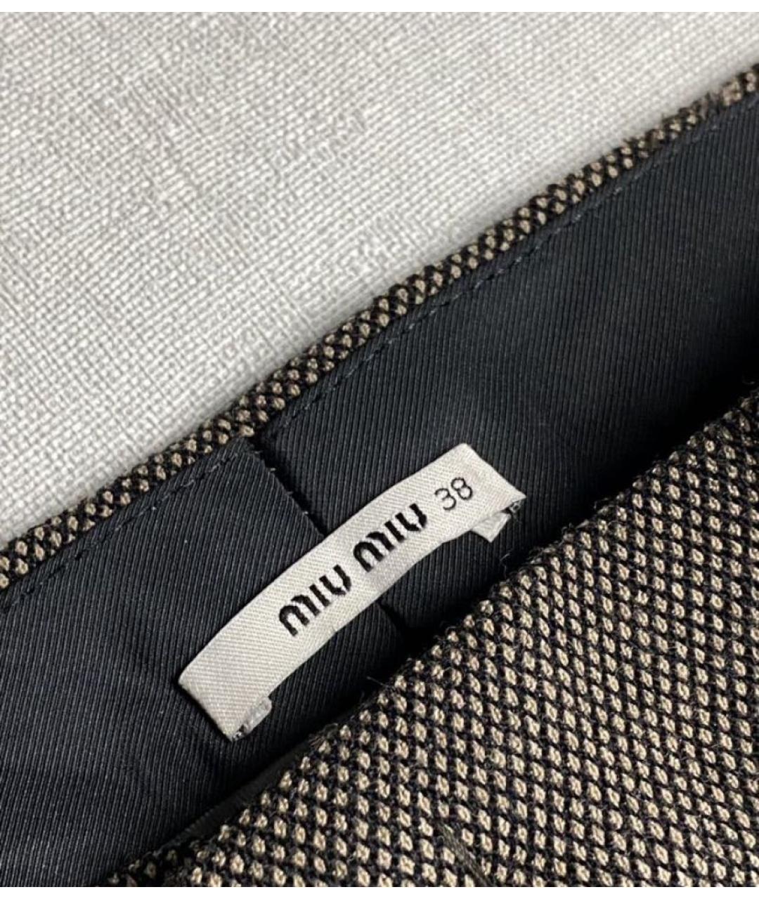 MIU MIU Коричневые шерстяные брюки узкие, фото 3