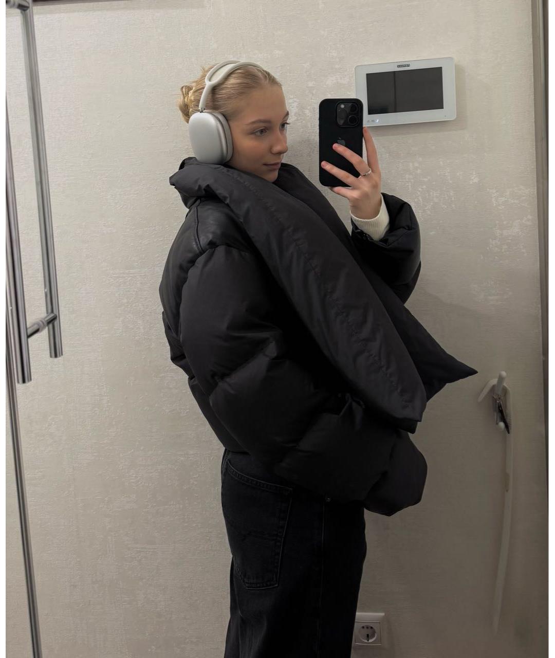 DROME Черный кожаный пуховик, фото 5