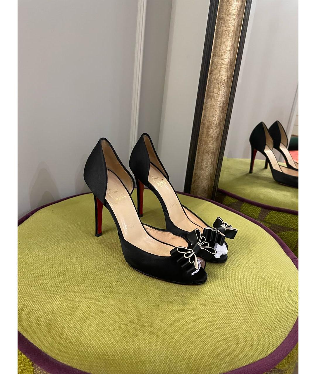 CHRISTIAN LOUBOUTIN Черные бархатные туфли, фото 5