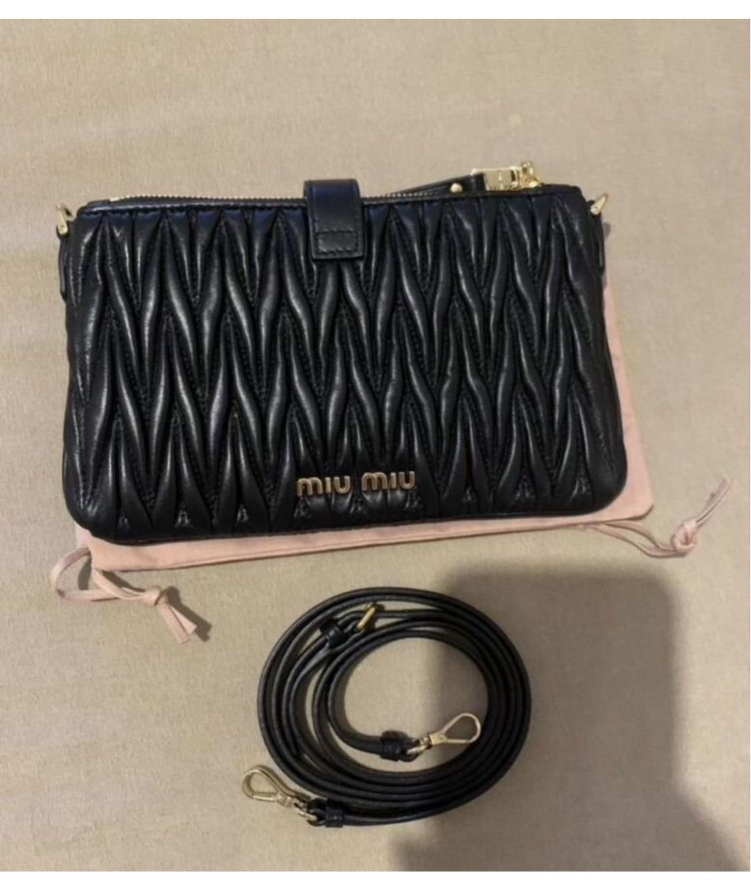 MIU MIU Черная кожаная сумка через плечо, фото 5