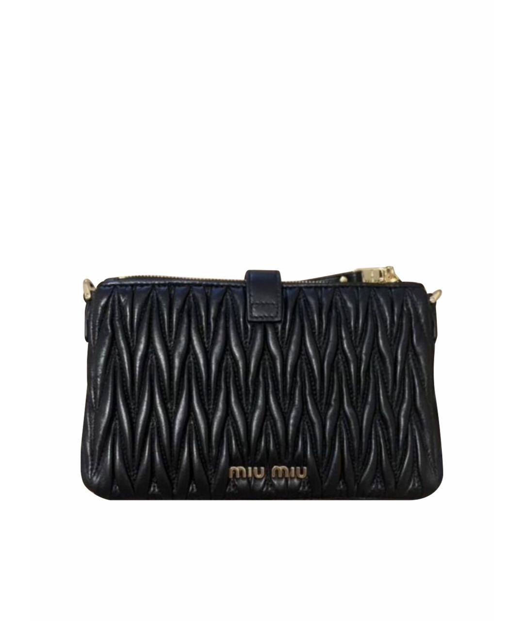 MIU MIU Черная кожаная сумка через плечо, фото 1