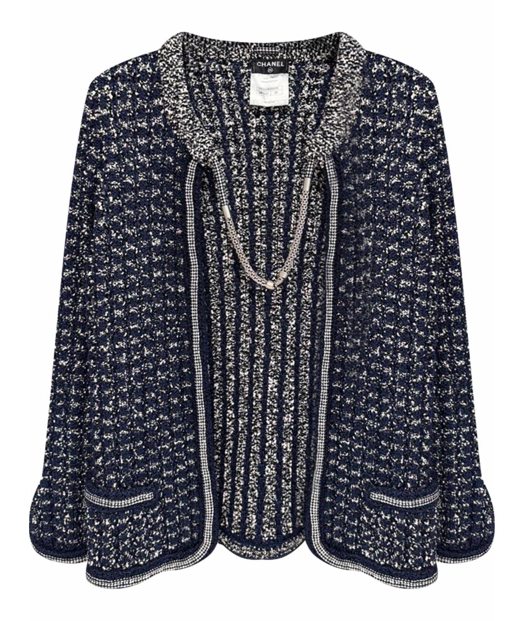 CHANEL Темно-синий твидовый жакет/пиджак, фото 1