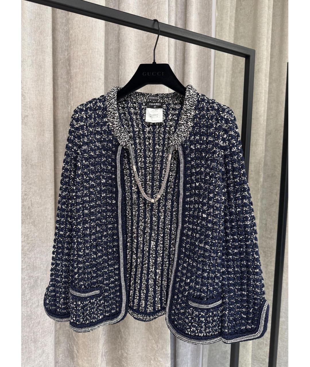 CHANEL Темно-синий твидовый жакет/пиджак, фото 3