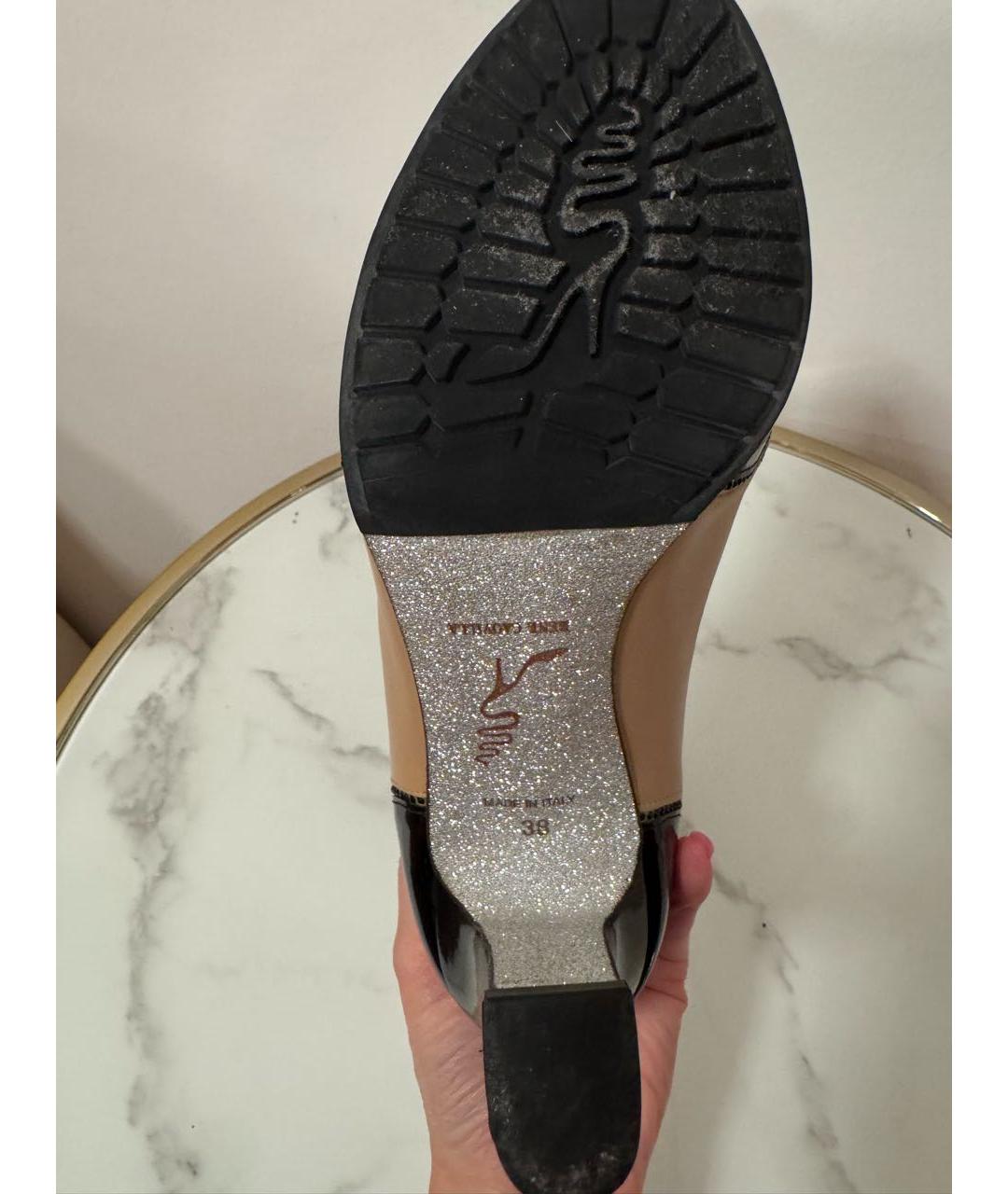 RENE CAOVILLA Бежевые туфли из лакированной кожи, фото 4