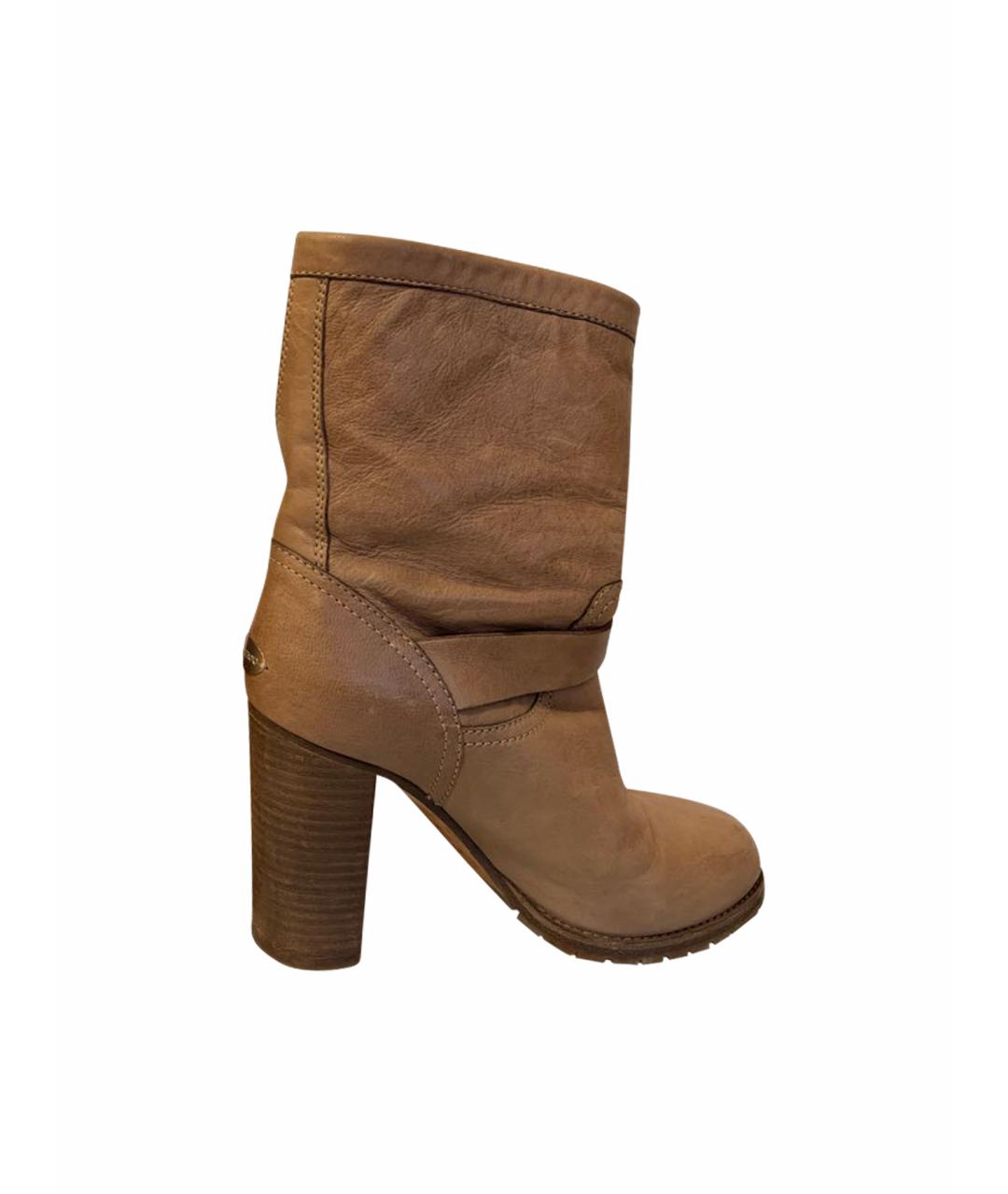 JIMMY CHOO Бежевые кожаные ботинки, фото 1