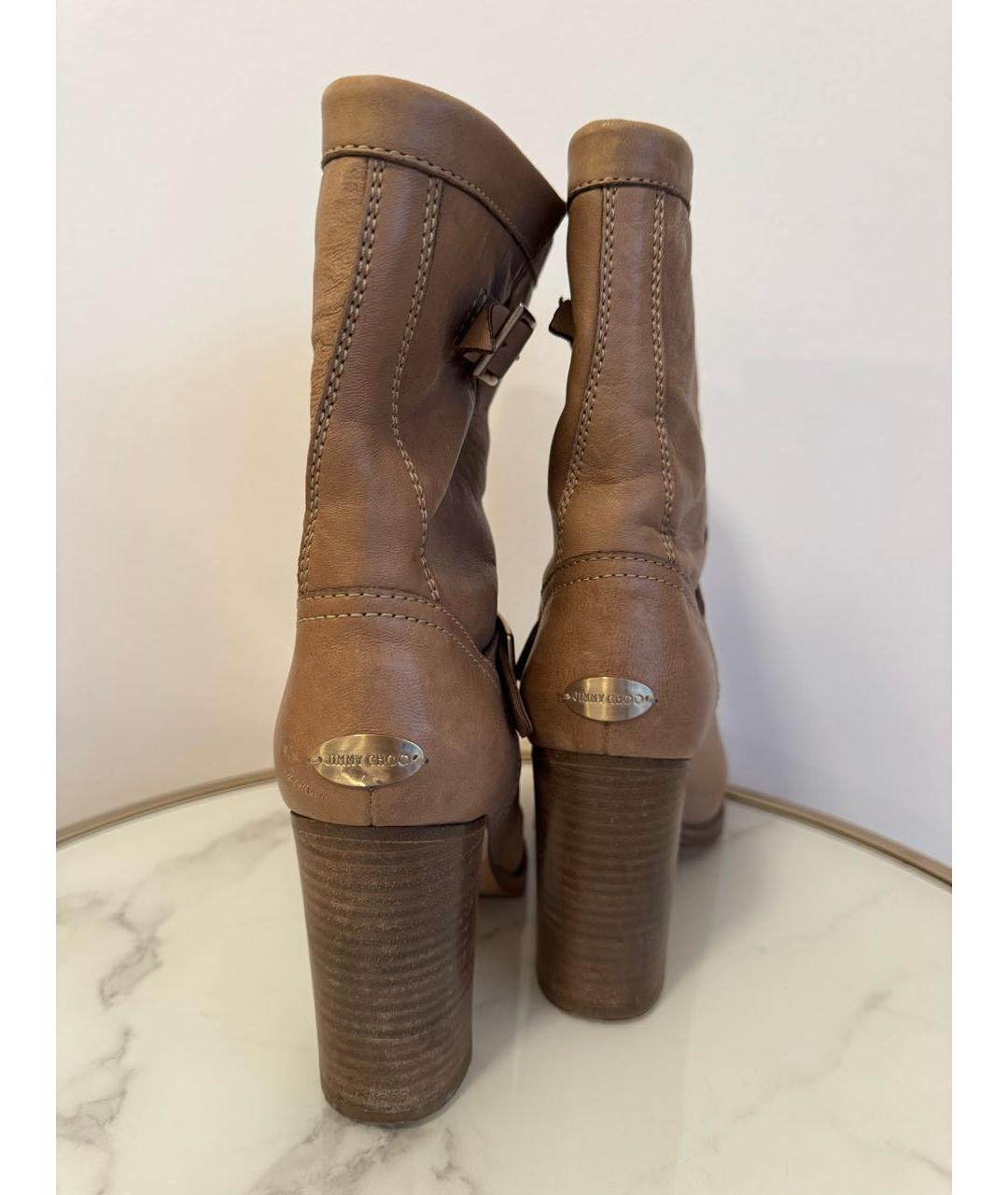 JIMMY CHOO Бежевые кожаные ботинки, фото 3