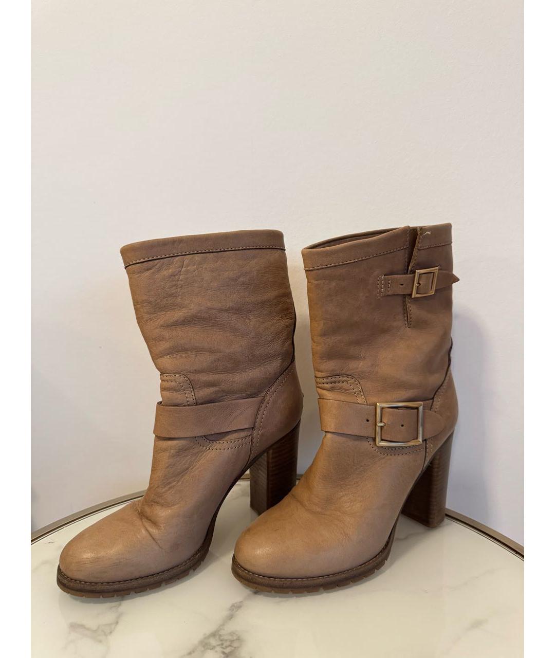 JIMMY CHOO Бежевые кожаные ботинки, фото 2