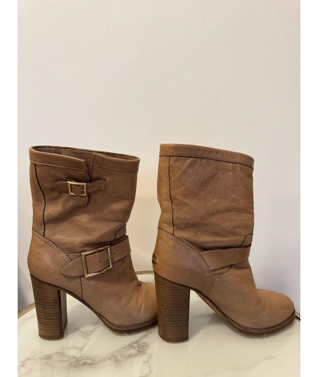 JIMMY CHOO Бежевые кожаные ботинки, фото 5