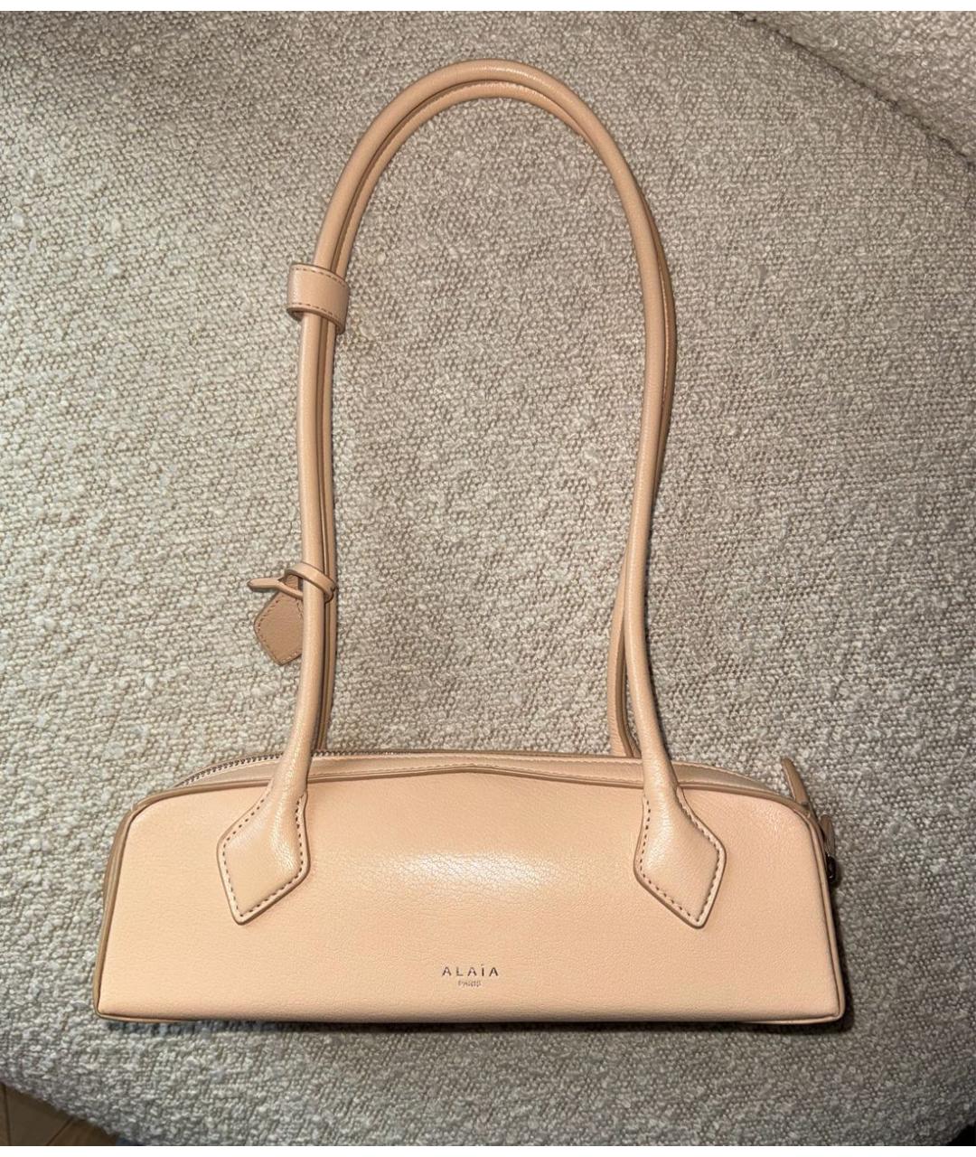 ALAIA Бежевая кожаная сумка с короткими ручками, фото 7