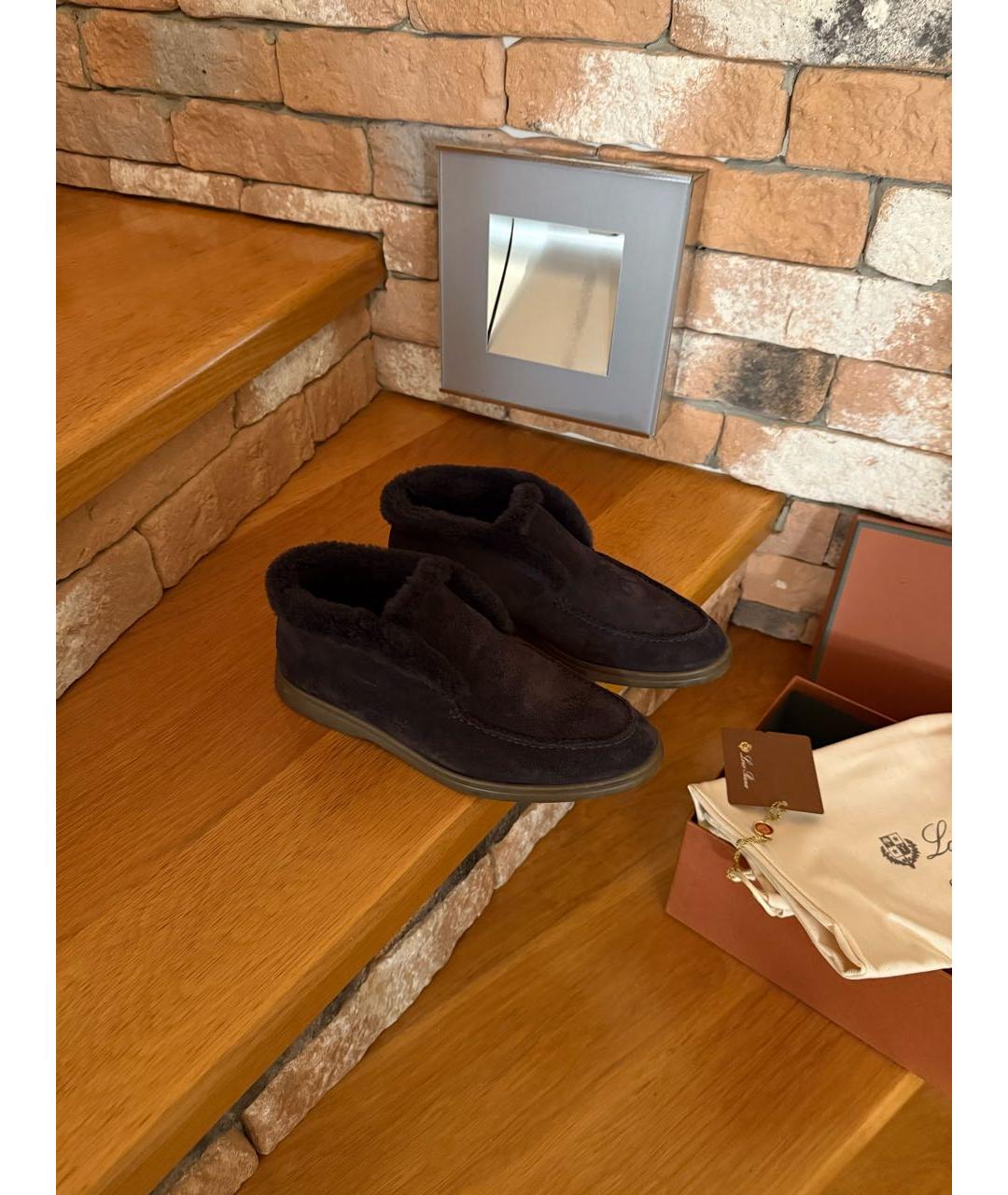 LORO PIANA Черные замшевые лоферы, фото 5