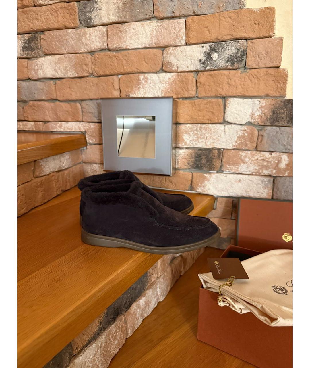 LORO PIANA Черные замшевые лоферы, фото 9