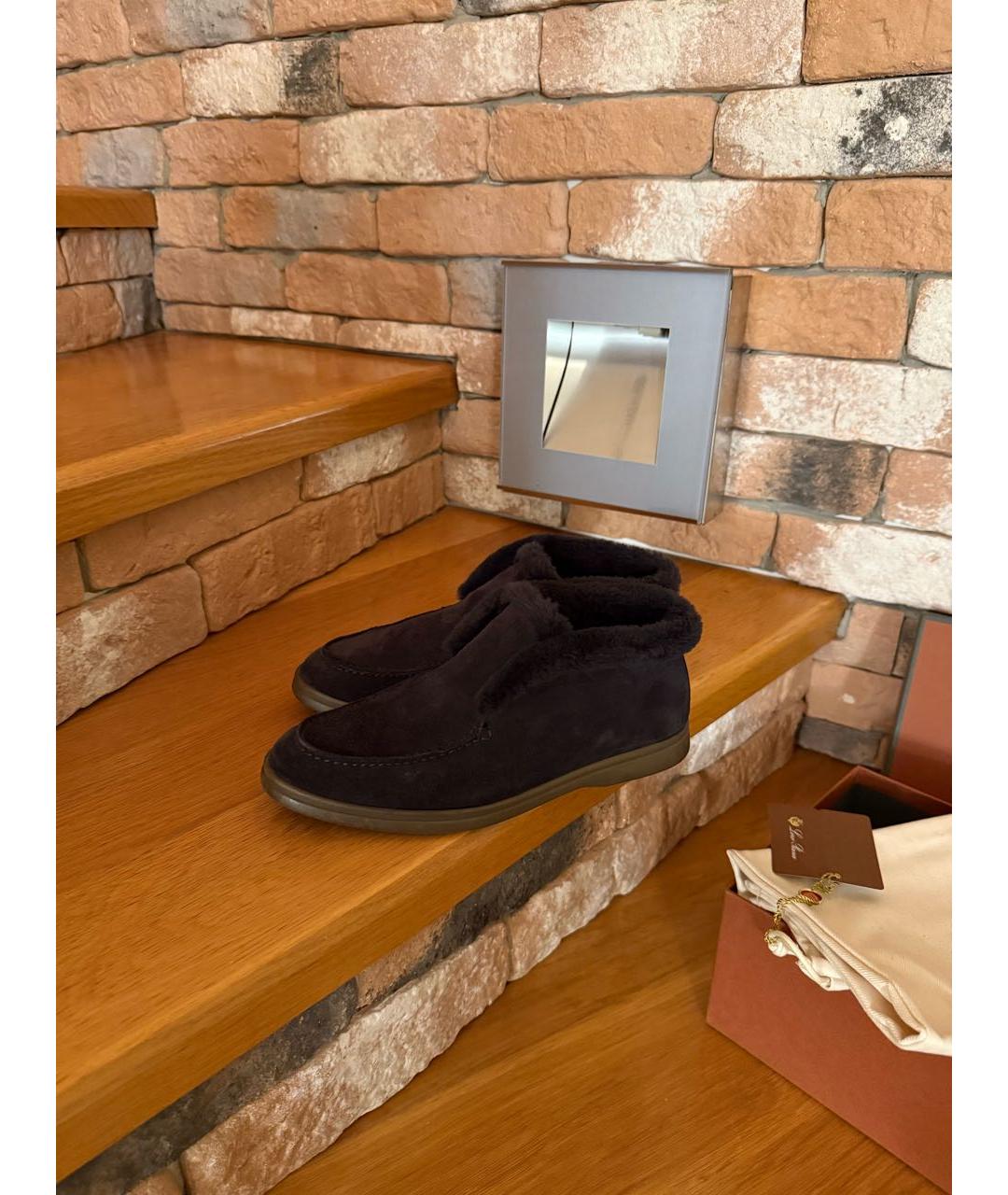 LORO PIANA Черные замшевые лоферы, фото 4