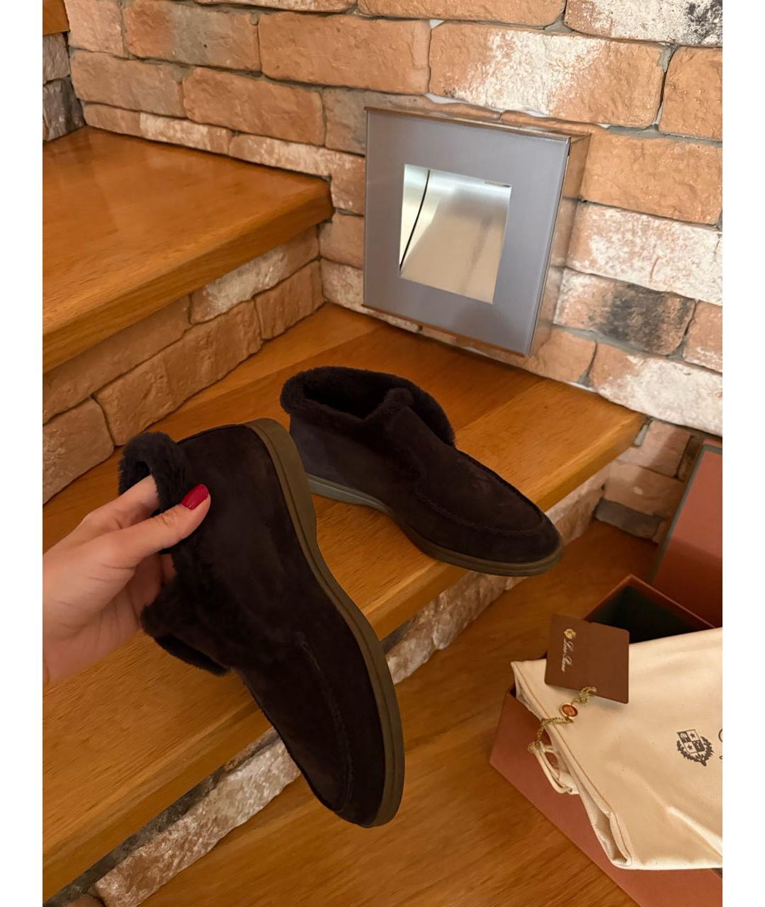 LORO PIANA Черные замшевые лоферы, фото 3