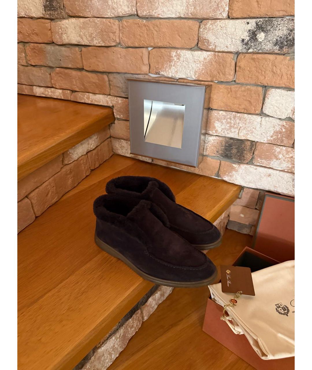 LORO PIANA Черные замшевые лоферы, фото 2