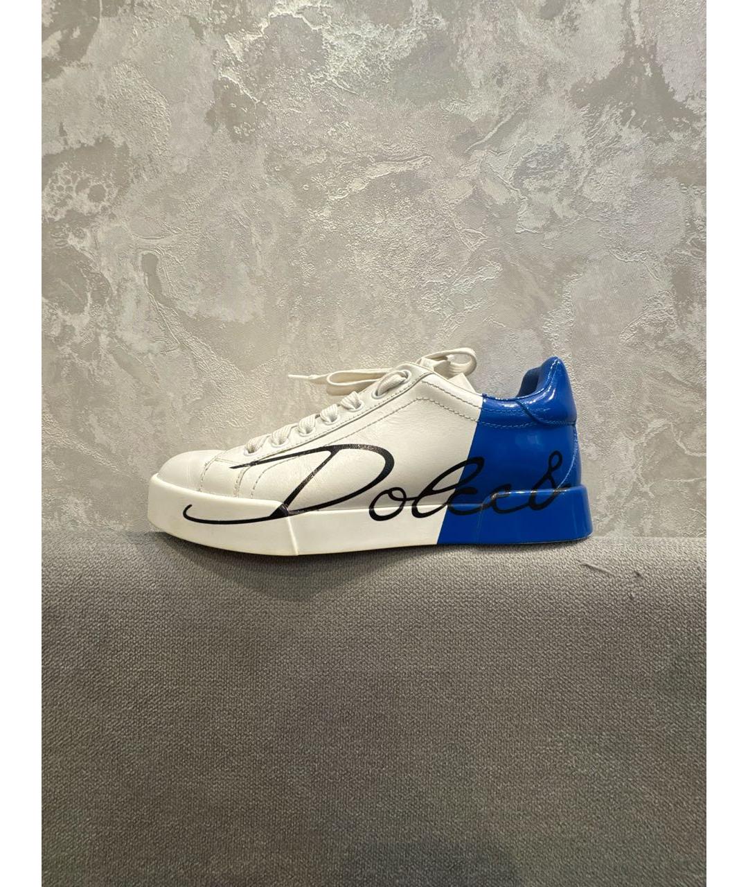 DOLCE&GABBANA Белые кожаные кеды, фото 9