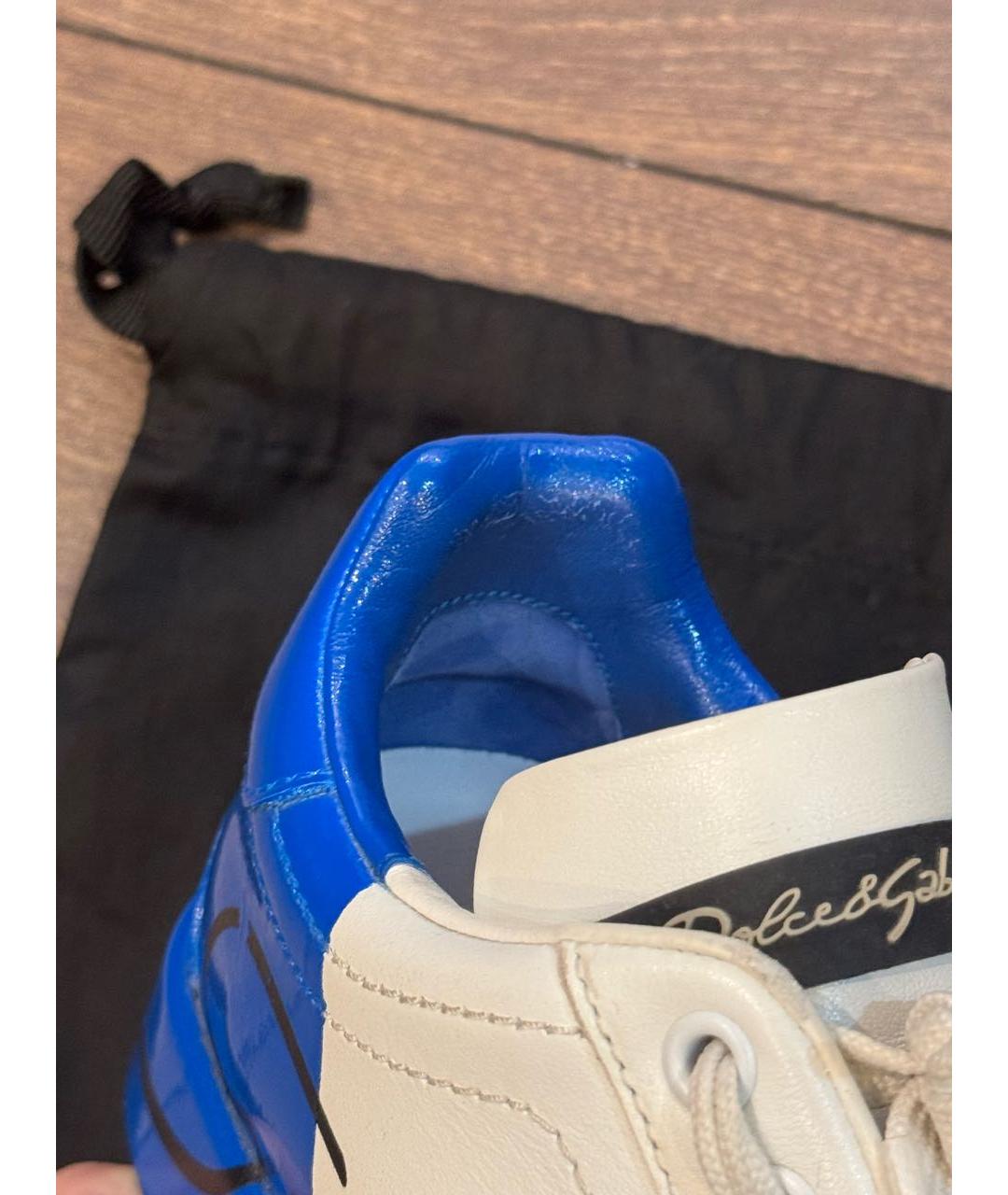 DOLCE&GABBANA Белые кожаные кеды, фото 5