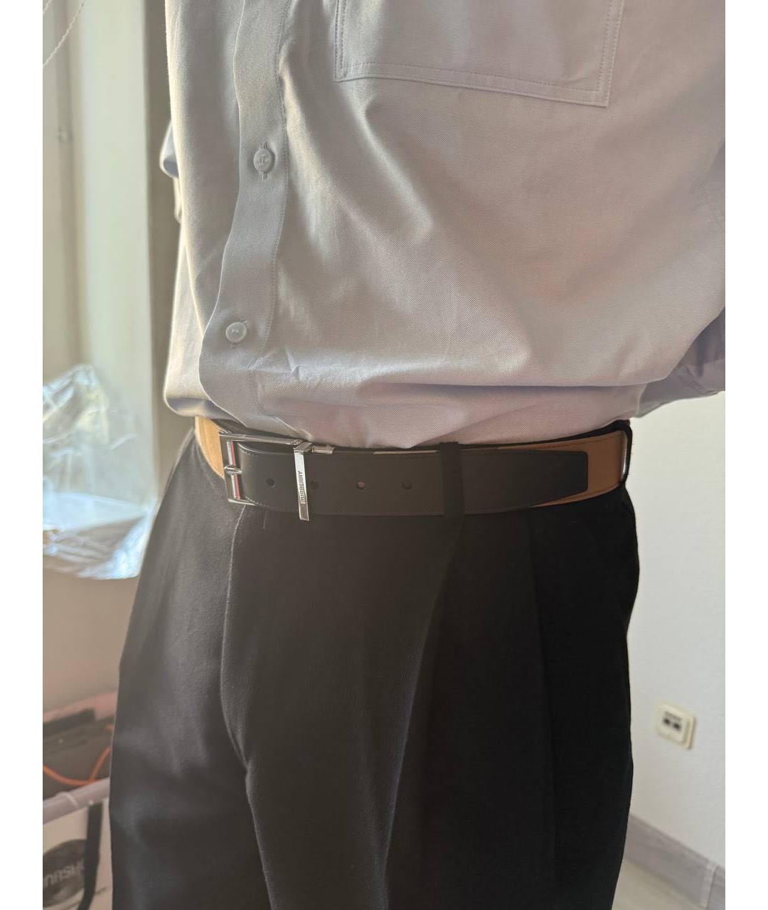 BURBERRY Черный кожаный ремень, фото 3