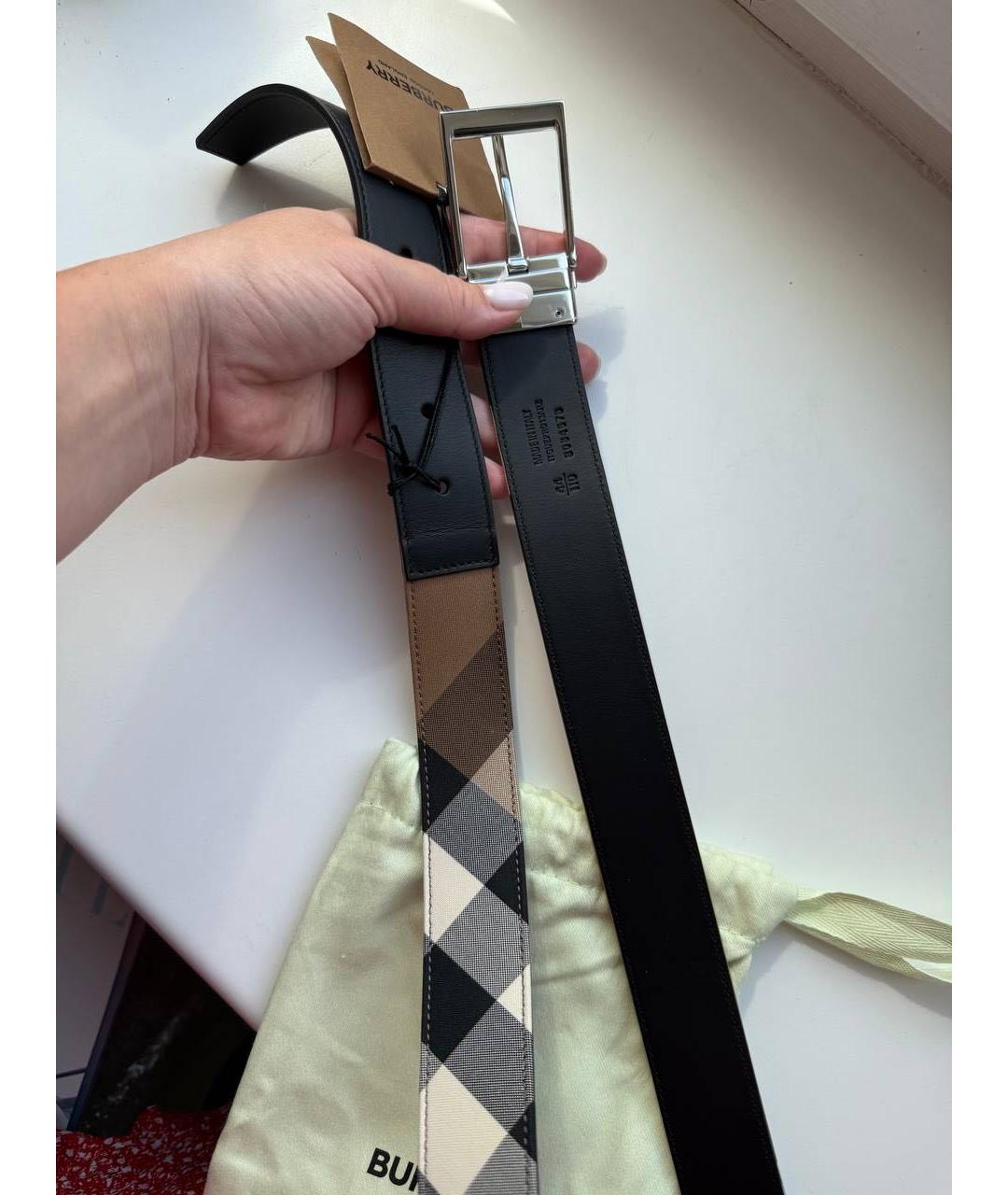 BURBERRY Черный кожаный ремень, фото 2