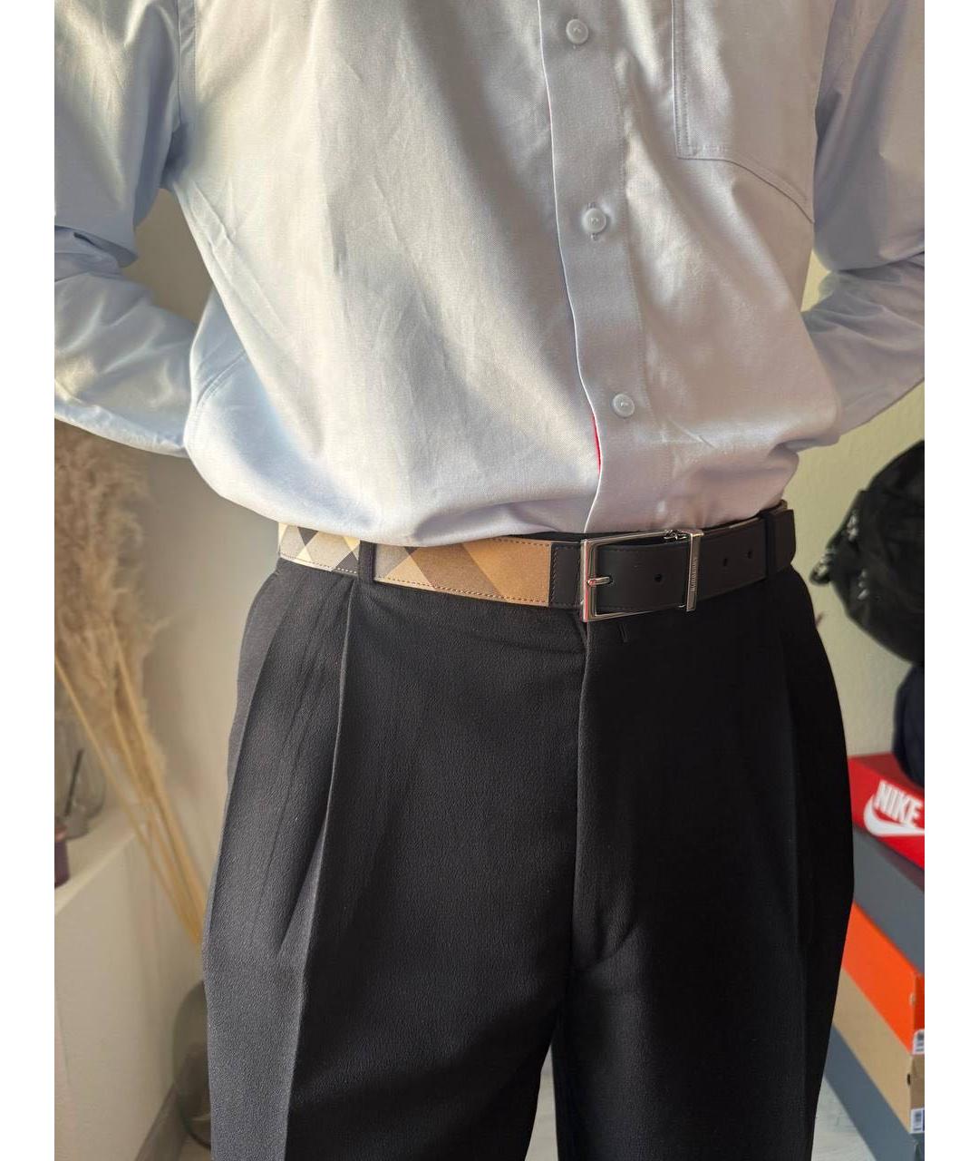 BURBERRY Черный кожаный ремень, фото 4