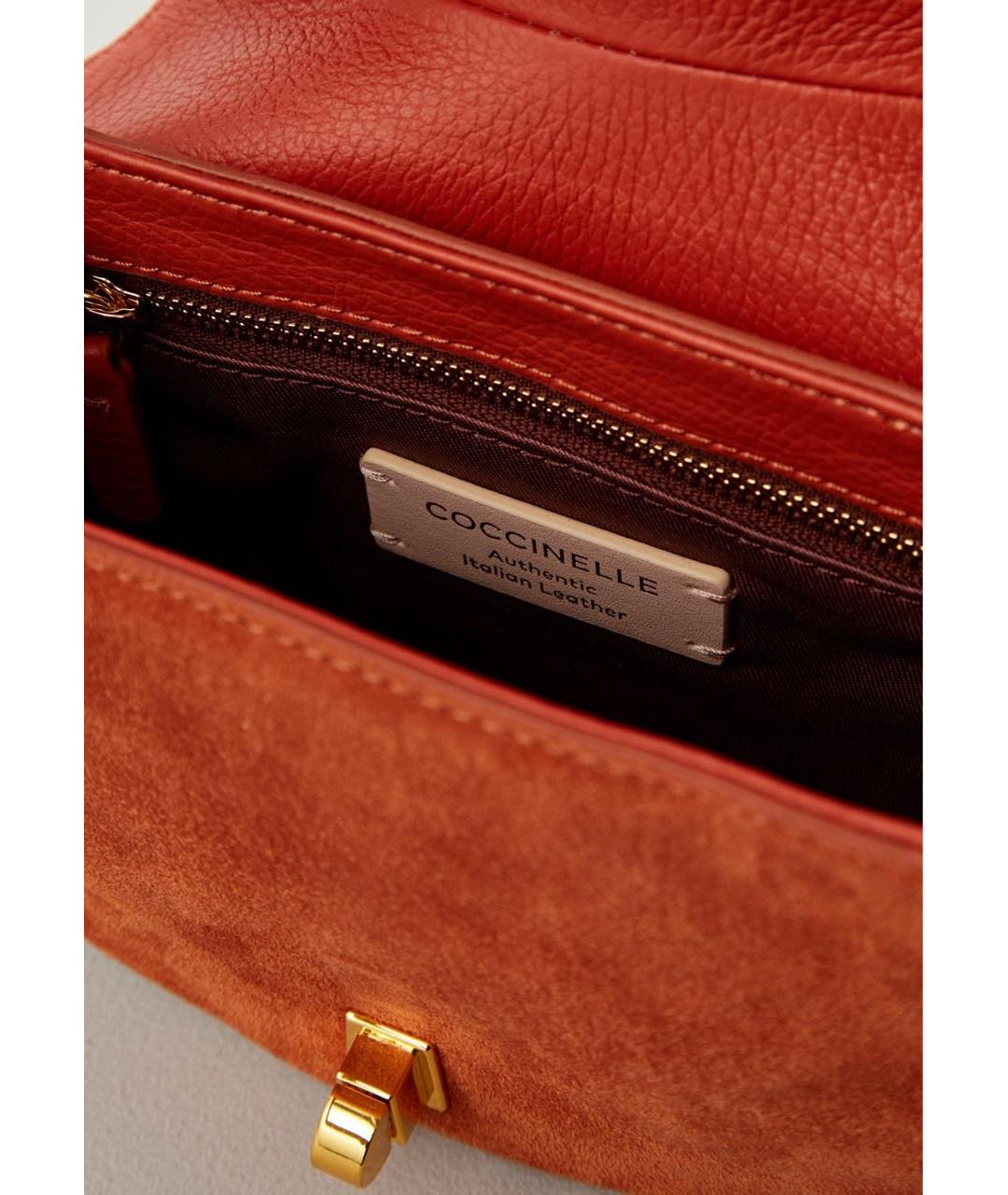 COCCINELLE Оранжевая замшевая сумка через плечо, фото 4