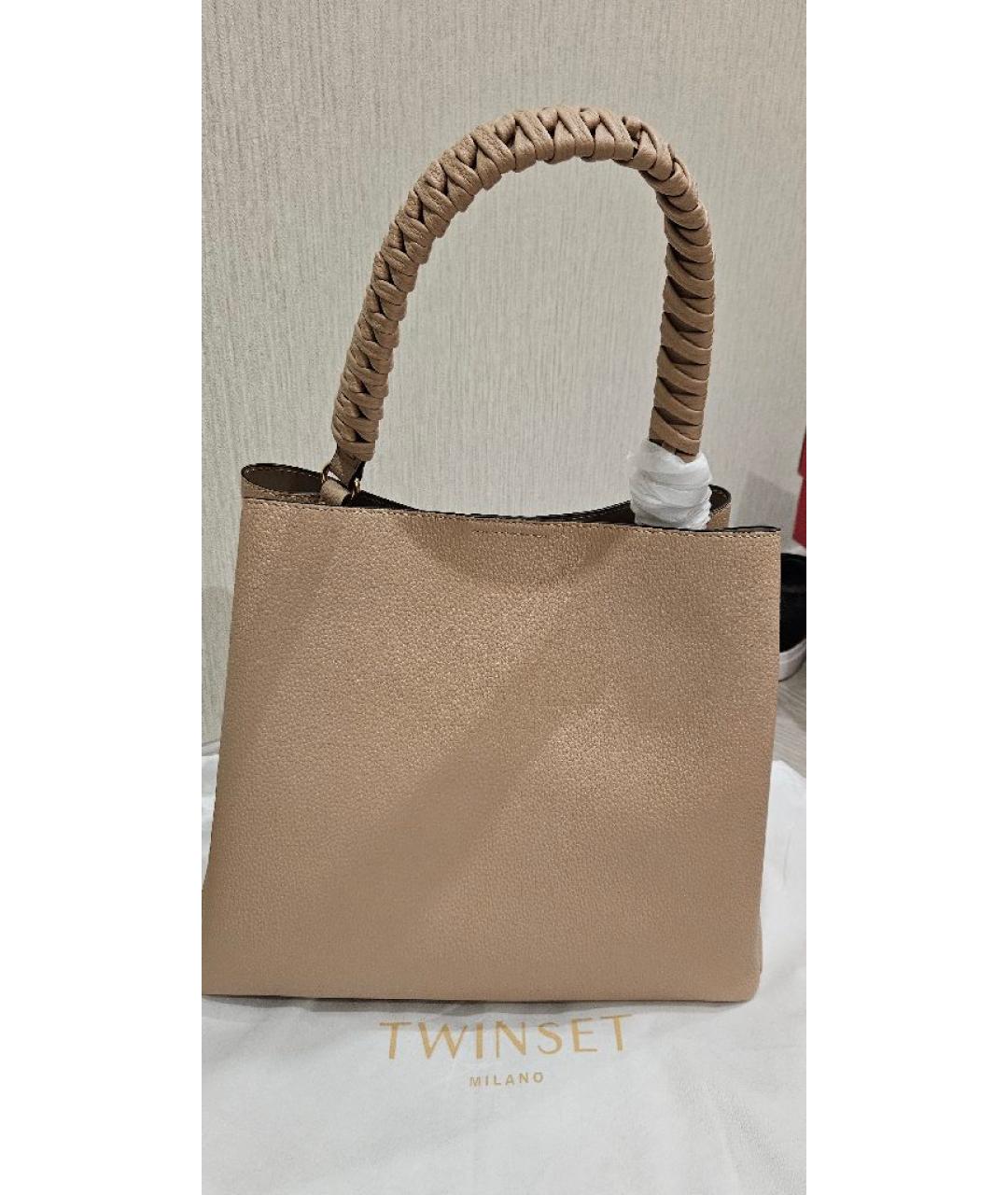 TWIN-SET Бежевая сумка через плечо из искусственной кожи, фото 3