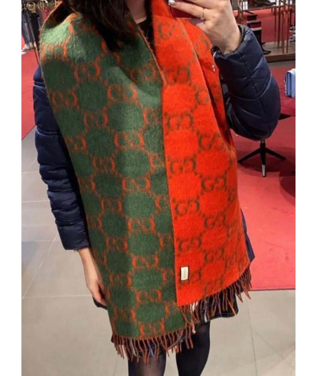 GUCCI Красный шерстяной шарф, фото 5