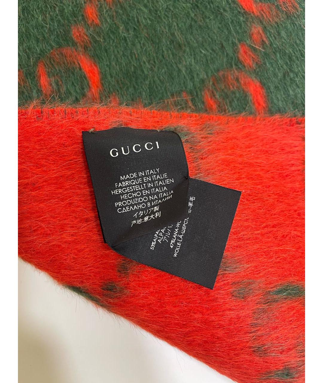 GUCCI Красный шерстяной шарф, фото 3