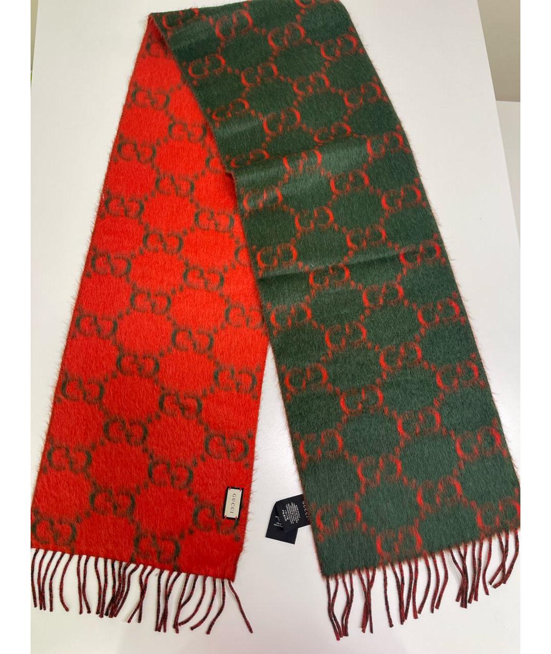 GUCCI Красный шерстяной шарф, фото 6