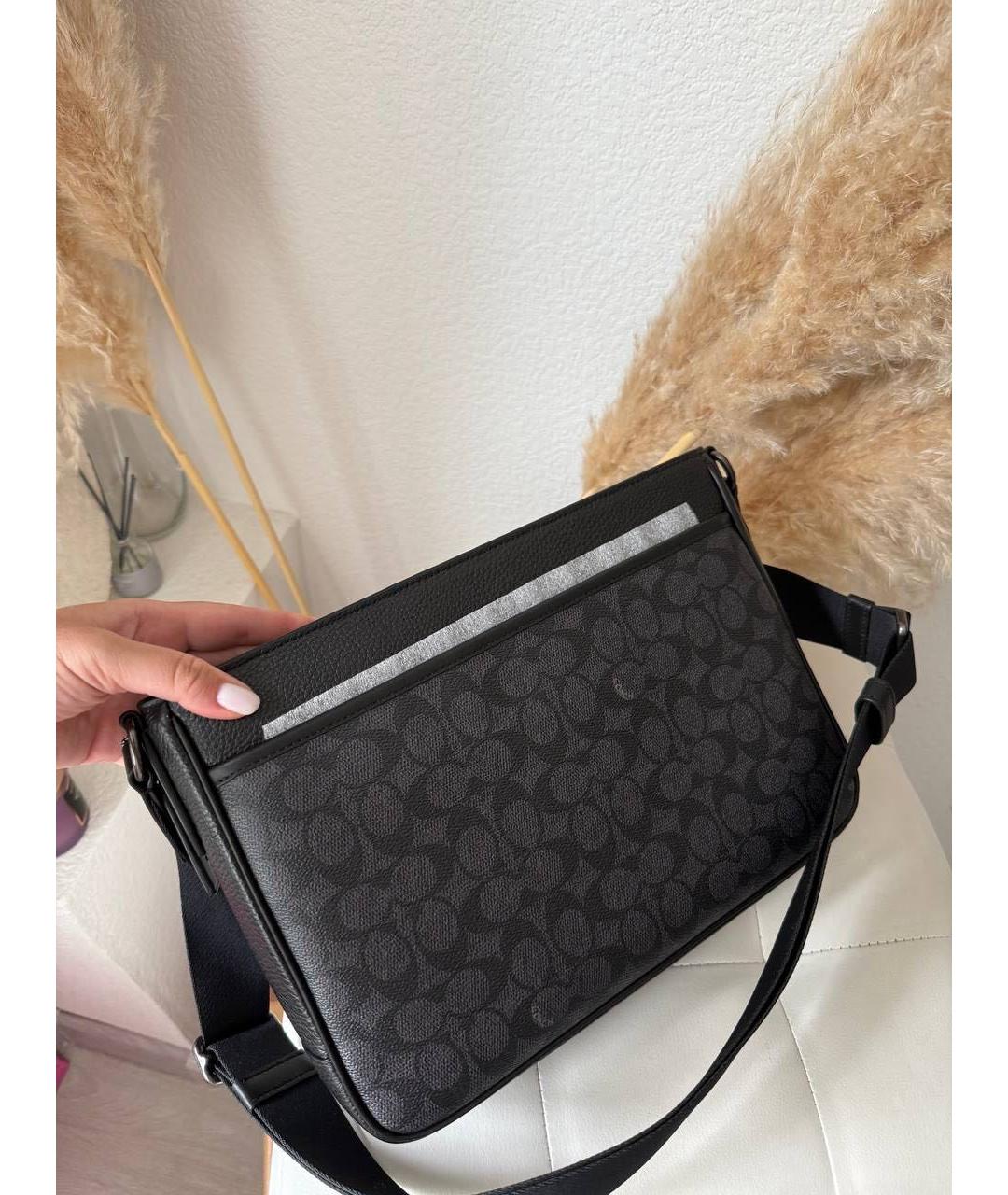 COACH Черная кожаная сумка на плечо, фото 2