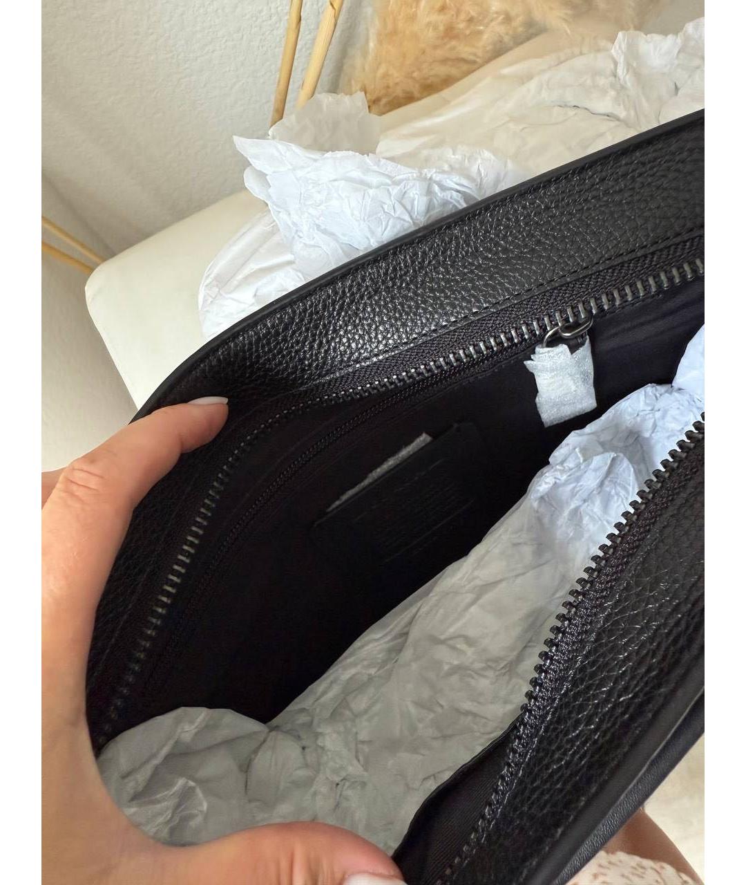 COACH Черная кожаная сумка на плечо, фото 4