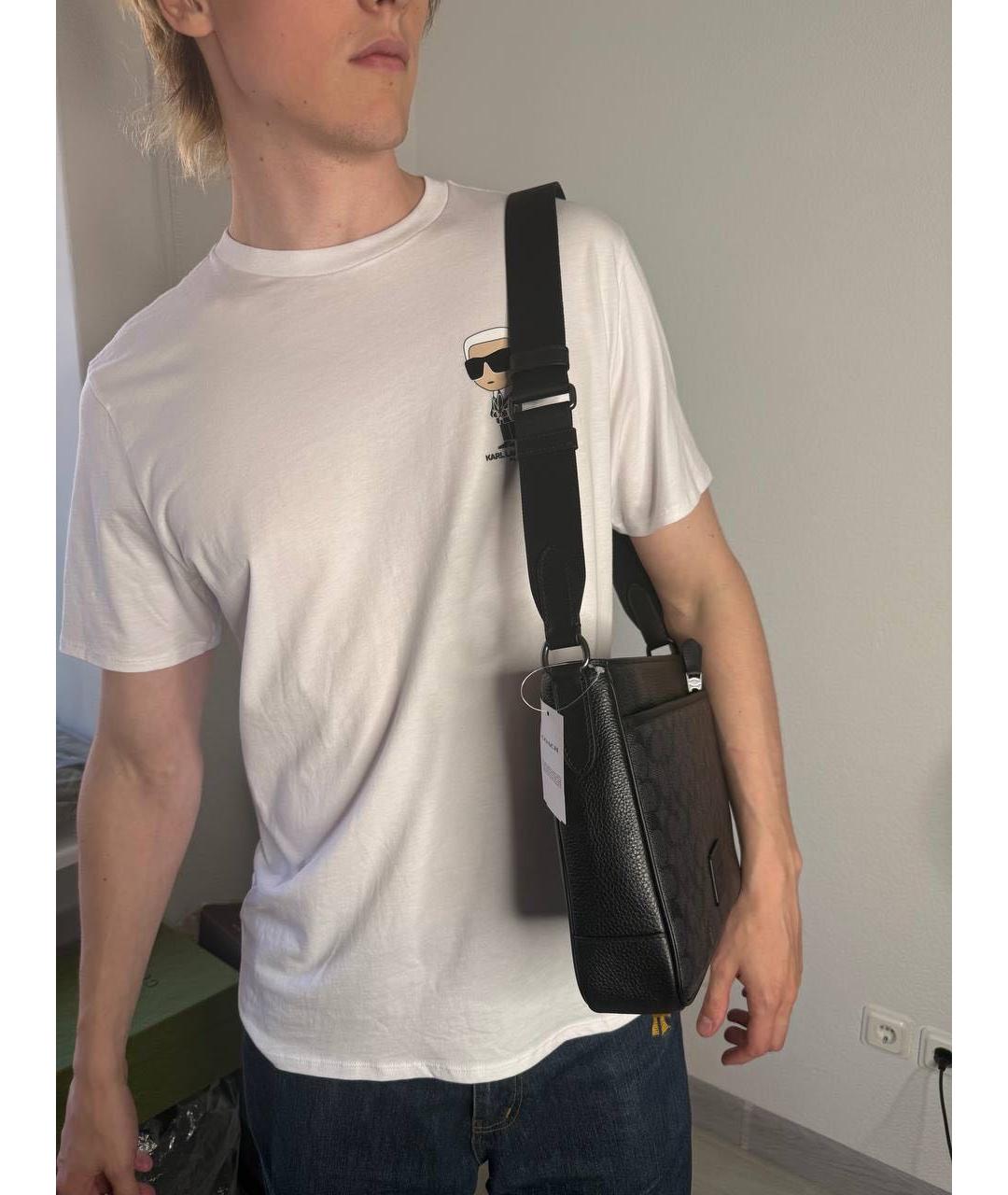 COACH Черная кожаная сумка на плечо, фото 7