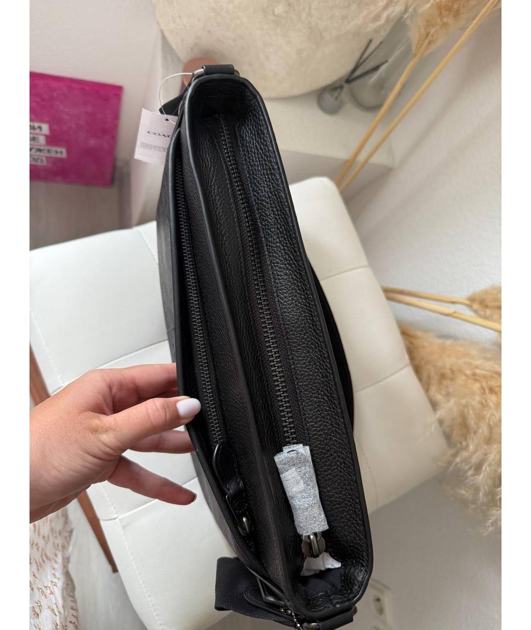 COACH Черная кожаная сумка на плечо, фото 3