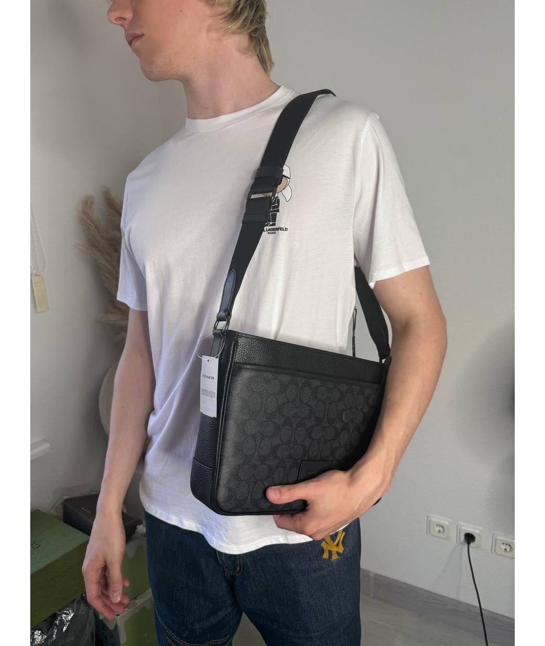 COACH Черная кожаная сумка на плечо, фото 6