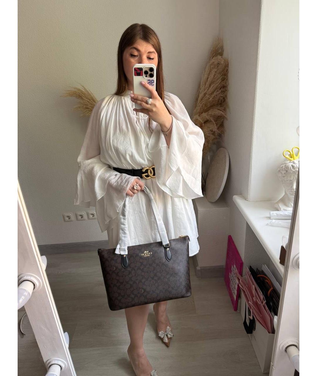 COACH Коричневая сумка тоут из искусственной кожи, фото 4