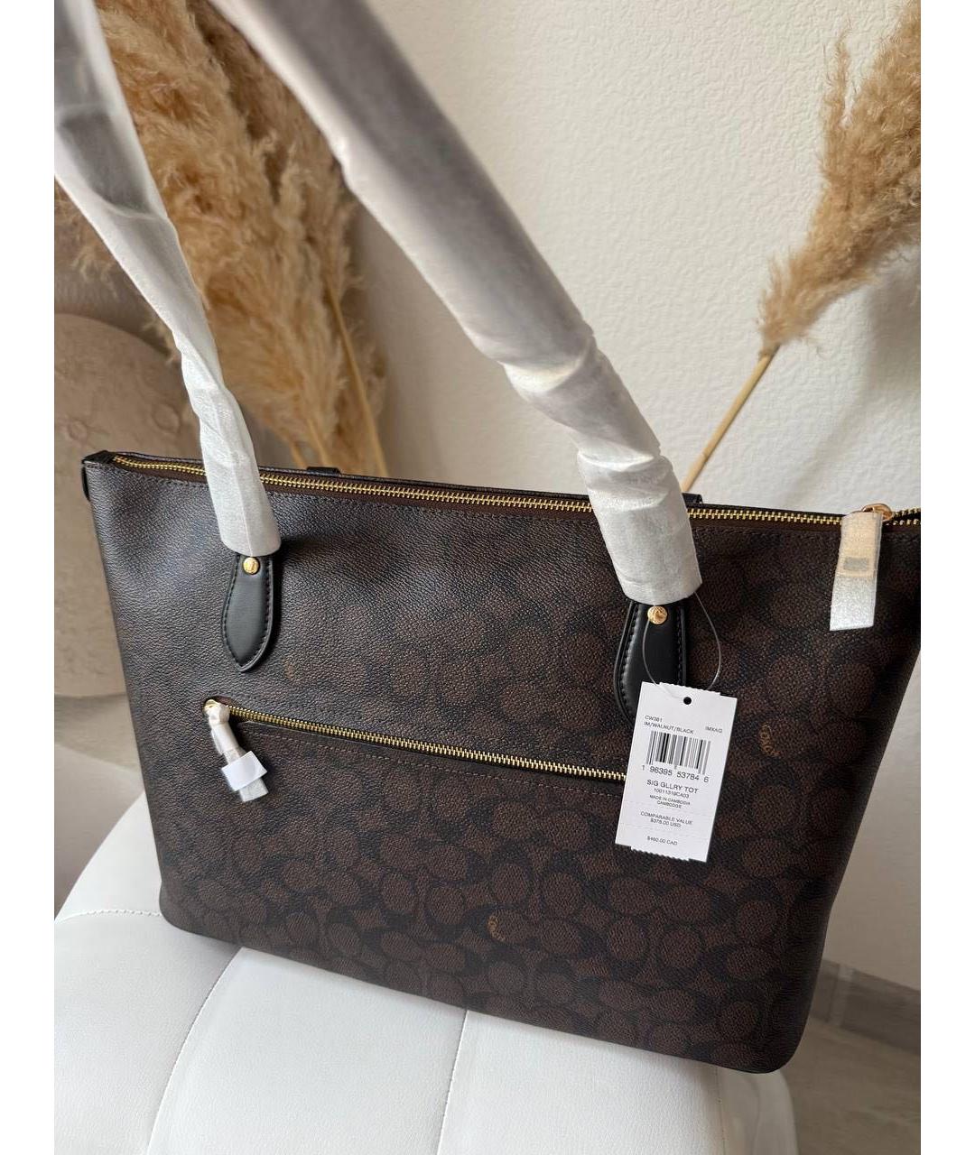 COACH Коричневая сумка тоут из искусственной кожи, фото 2