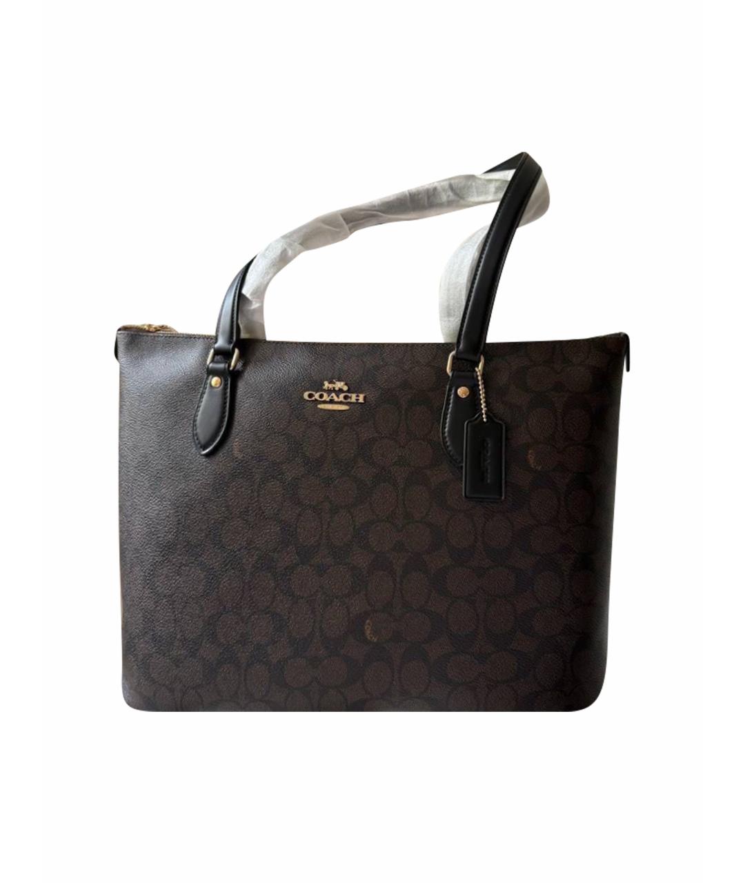 COACH Коричневая сумка тоут из искусственной кожи, фото 1