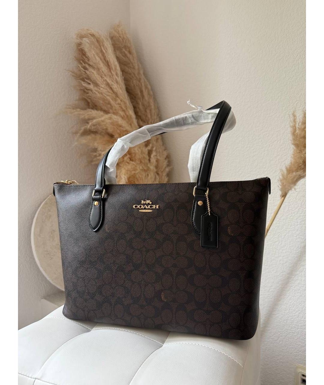 COACH Коричневая сумка тоут из искусственной кожи, фото 8