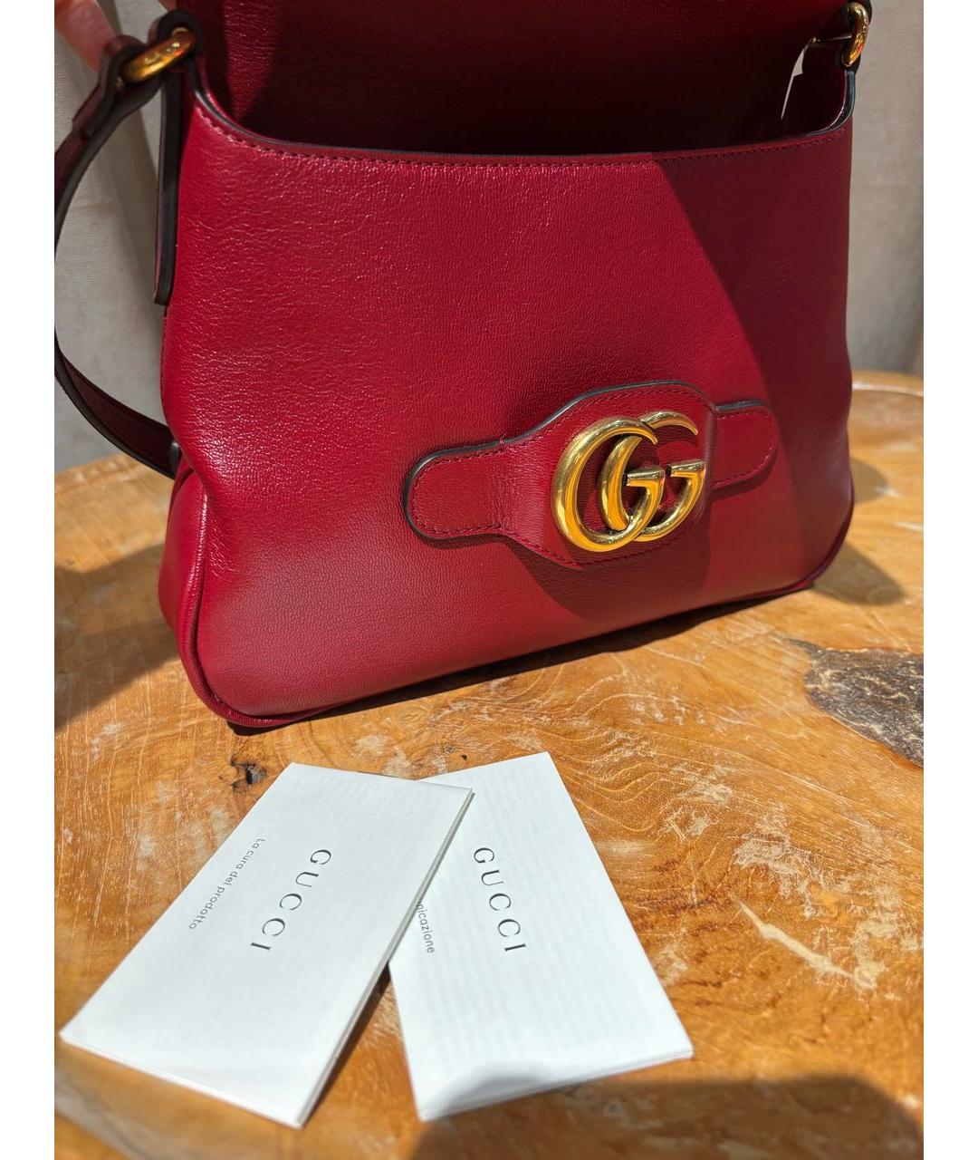 GUCCI Красная кожаная сумка через плечо, фото 5