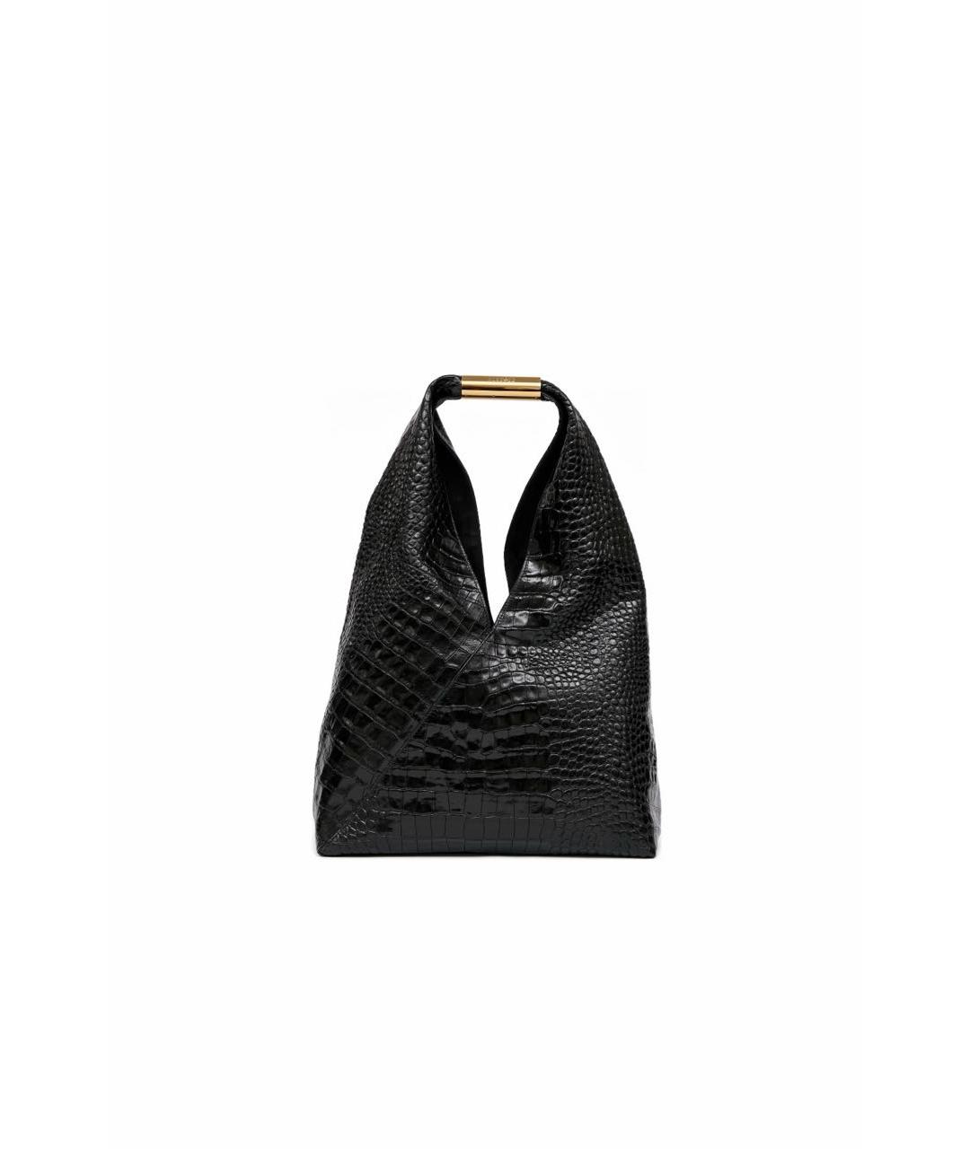 MM6 MAISON MARGIELA Черная кожаная сумка тоут, фото 7