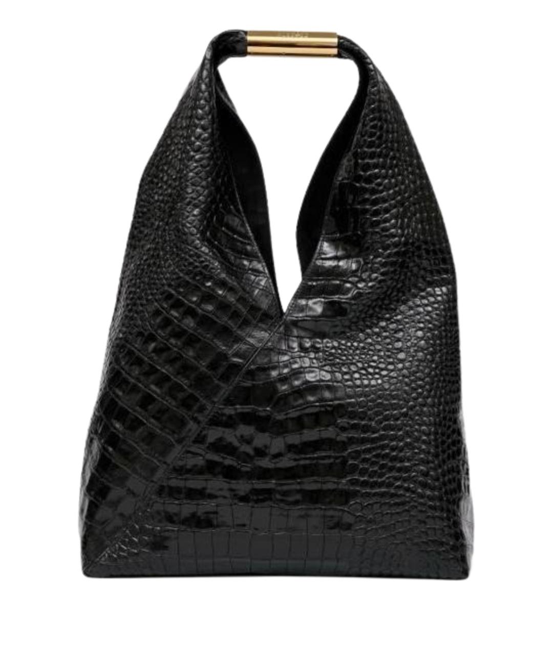 MM6 MAISON MARGIELA Черная кожаная сумка тоут, фото 1