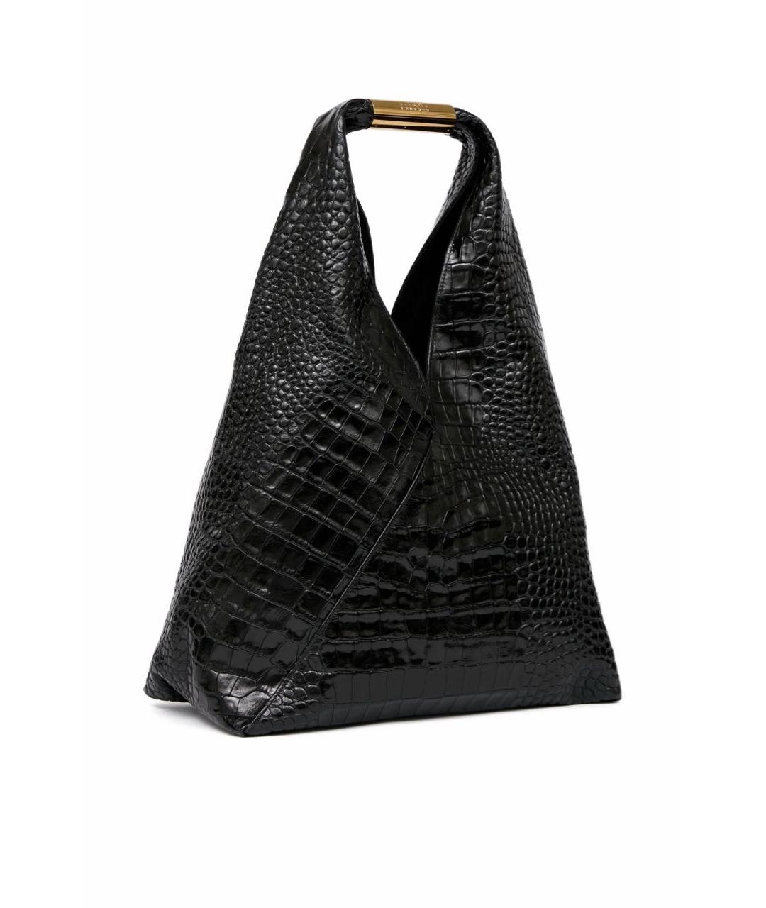 MM6 MAISON MARGIELA Черная кожаная сумка тоут, фото 4