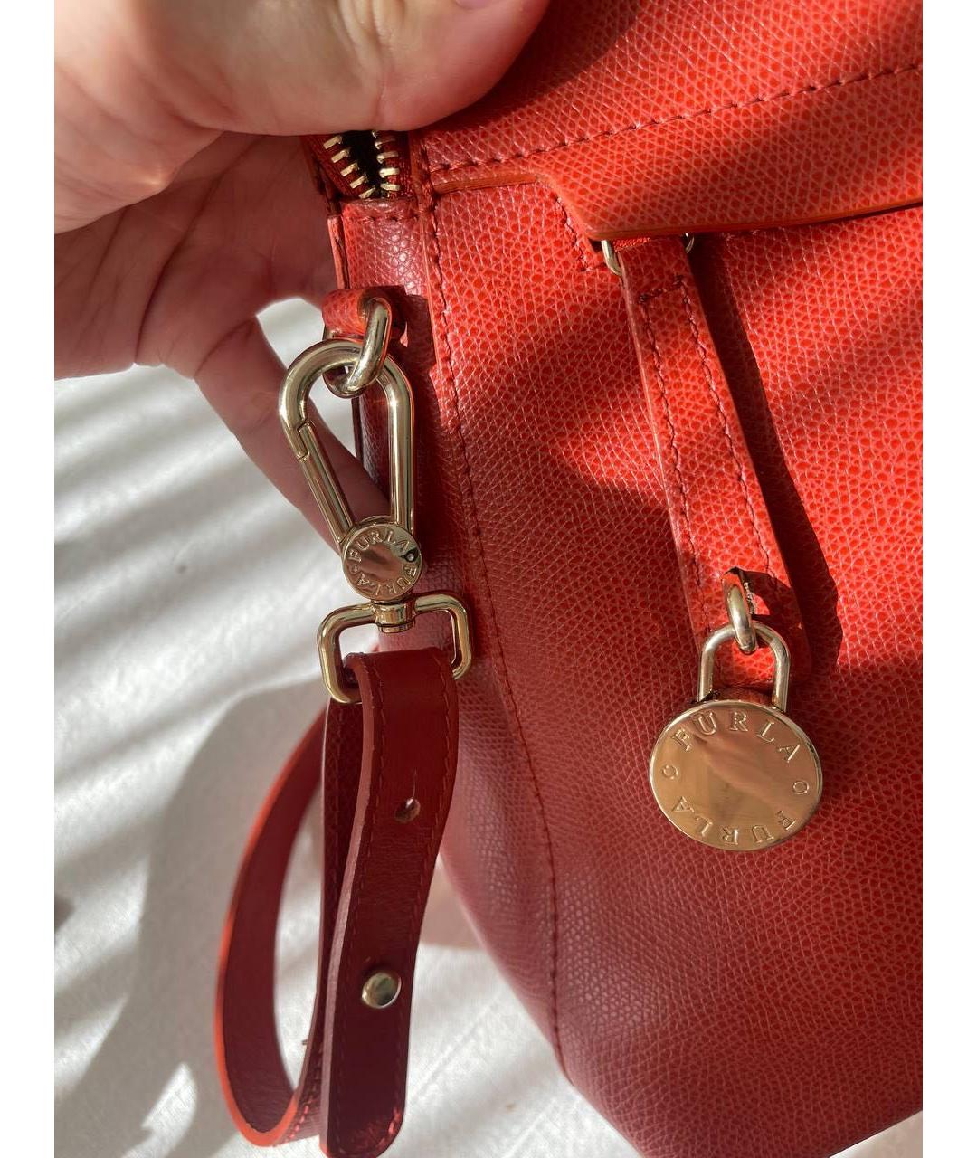 FURLA Оранжевая кожаная сумка через плечо, фото 2